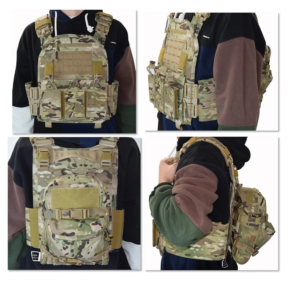 ZH02 EMERSONGEARS Nylon Combat suit laser cutting vest with 5.56 hydration backpack with 2L triple magazine pouch Set