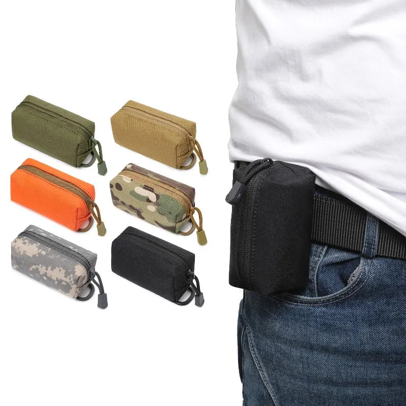 Outdoor  Tactical Mini EDC Zipper Pouch MOLLE Small Portable Nylon Key Coin Purse with D-Ring for Cycling Hunting Hiking Travel