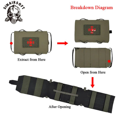SINAIRSOFT Tactical Molle Ifak Pouch 500D Nylon Water-Resistant Medical First Aid Pouch with Red Cross Patch for Vest Backpack