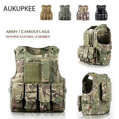 Adjustable Molle Tactical Vest Security Combat Body Vests Security Hunting Clothes Outdoor CS Game Airsoft Training Jacket