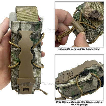 MOLLE Tourniquet Holder IFAK TQ Holder Tactical Medical Pouch Holster First Aid Kit Cross Patch/Bungee Cord EMT EMS