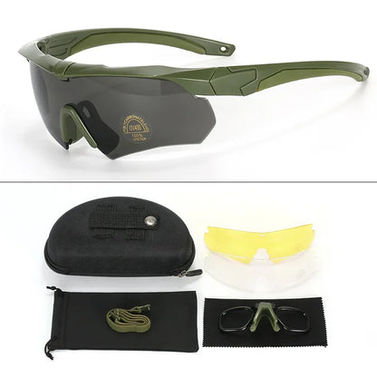 Tactical Goggles CS Airsoft Windproof Army Shooting Polarized Glasses HD 3 Lens Motorcycle Cycling Outdoor Safe Glasses