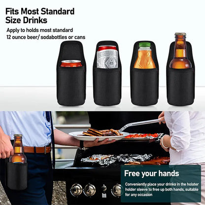 Portable Belt Drink Can Pouch Beer Holster Water Bottle Holder with Metal Belt Clip Soda Can Carry Holster for Hiking Camping