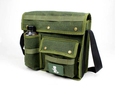 Canvas Shoulder Bag for Folding Stool,Canvas Crossbody Bag with MOLLE System,Water Bottle Pocket Outdoor Storage Sling Bag