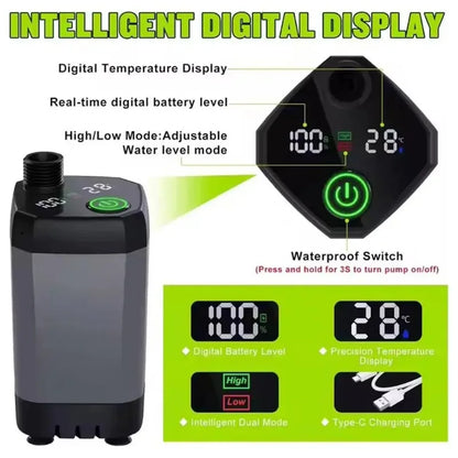 Portable Camping Shower 6000mAh Rechargeable Electric Shower with LED Display for Outdoor Travel Hiking