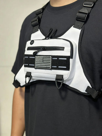 Tactical Front Chest Rig Bag Vest for Camping Hunting Shoulder Bag Men Fishing Cycling Reflective Travel Backpack Fanny Pack