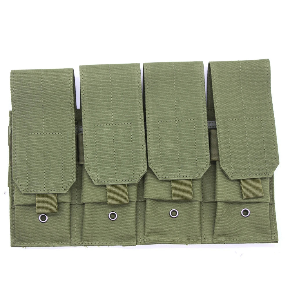 Tactical Molle 5.56mm Magazine Pouch for M4 Ar15 Cs Rifle Quadruple Mag Bag Cs Game Paintball Hunting Vest Attach Pack