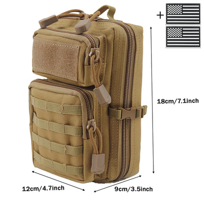 MOLLE accessory waist bag, suitable for crossbody and handheld storage, equipped with buckle straps and layered design
