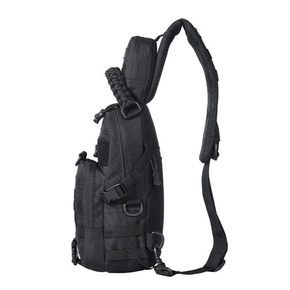 Single shoulder chest bag, widened and thickened shoulder pad, MOLLE system, multi hanging point design, woven handle