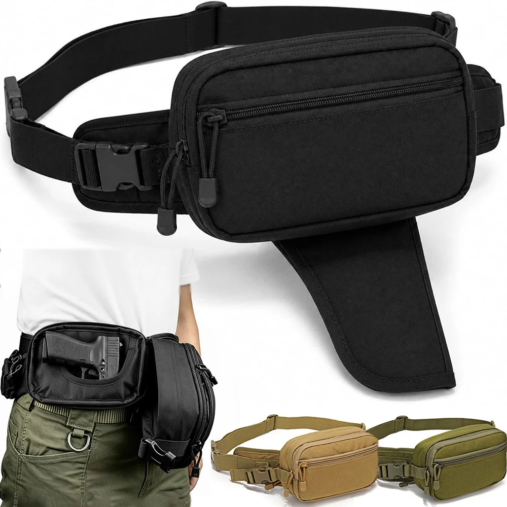 Concealed Carry Fanny Pack with Pistol Pouch Tactical Waist Bag for Men Anti-Theft Hidden Gun Pocket 1000D Nylon EDC Waist Pack