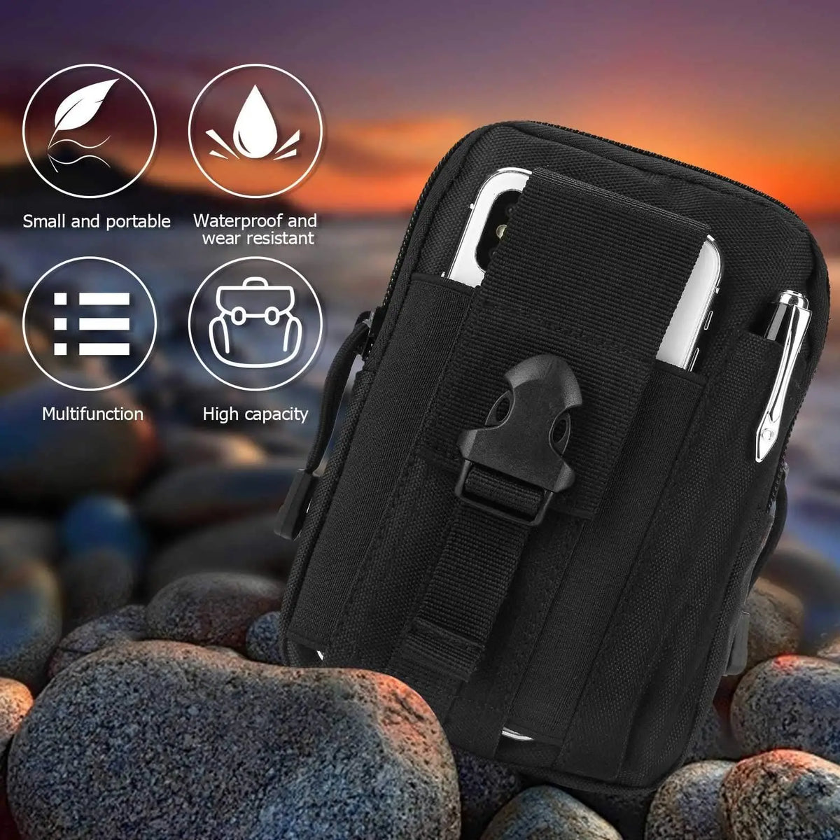 Tactical Waist Pouch EDC Molle Waist Bag Belt Phone Pouch Holster Purse Carrying Pouch for Smartphone Tools
