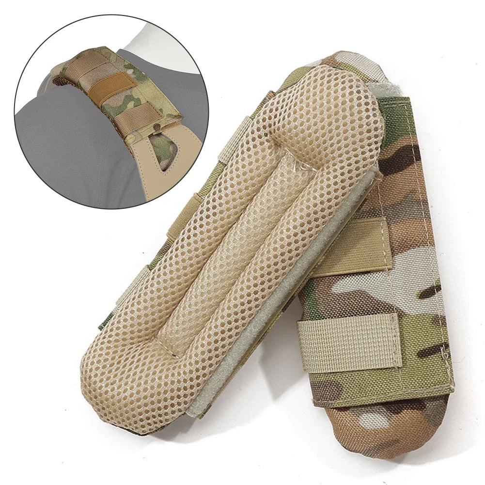 2Pcs Tactical  Vest Strap Shoulder Pad Shoulder Comfort Cushion Mesh Padded Molle Web 1000D Nylon