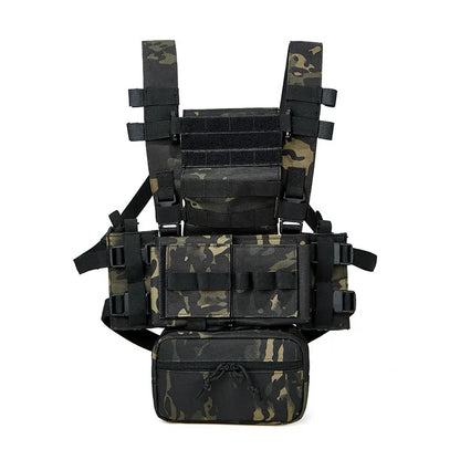 Men's Multicam Hunting MK3 Tactical Chest Rig Harness Modular Lightweight Military Airsoft Vest w/ 5.56 Mag Pouch Pantiball Gear