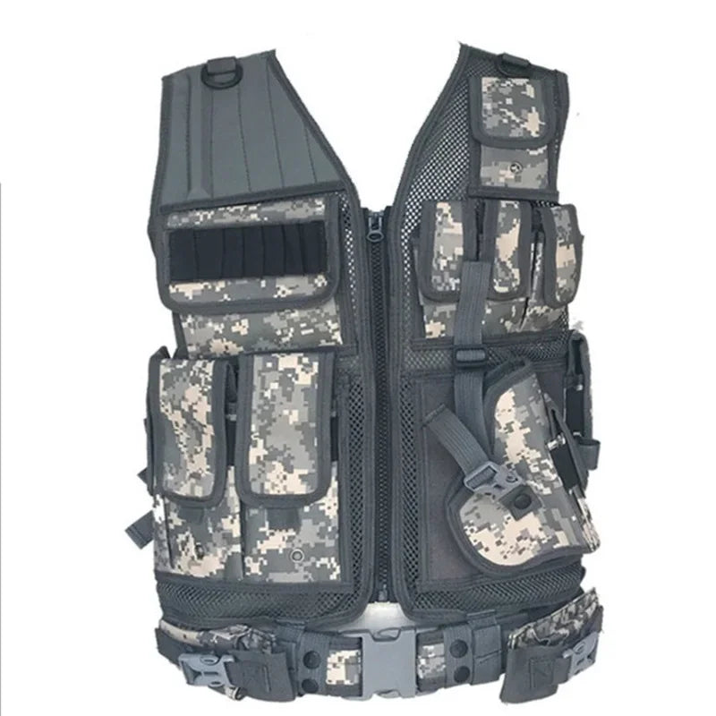 Police Military Tactical Vest Body Armor Sports Wear Multicam Camo Molle Assault Airsoft Paintball Carrier Strike Vest Holster