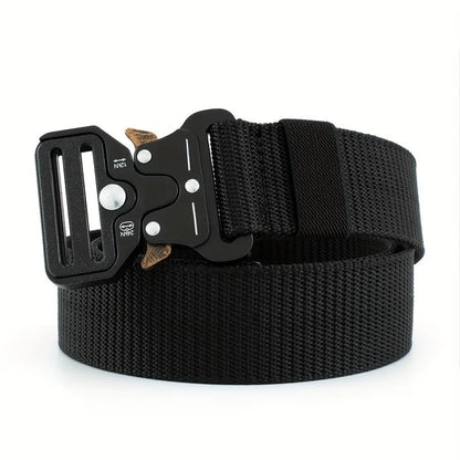 120cm Tactical Nylon Belt with Metal Buckle, Men's Training Accessory, Durable Waistband for Outdoor Activities, Essential Gear