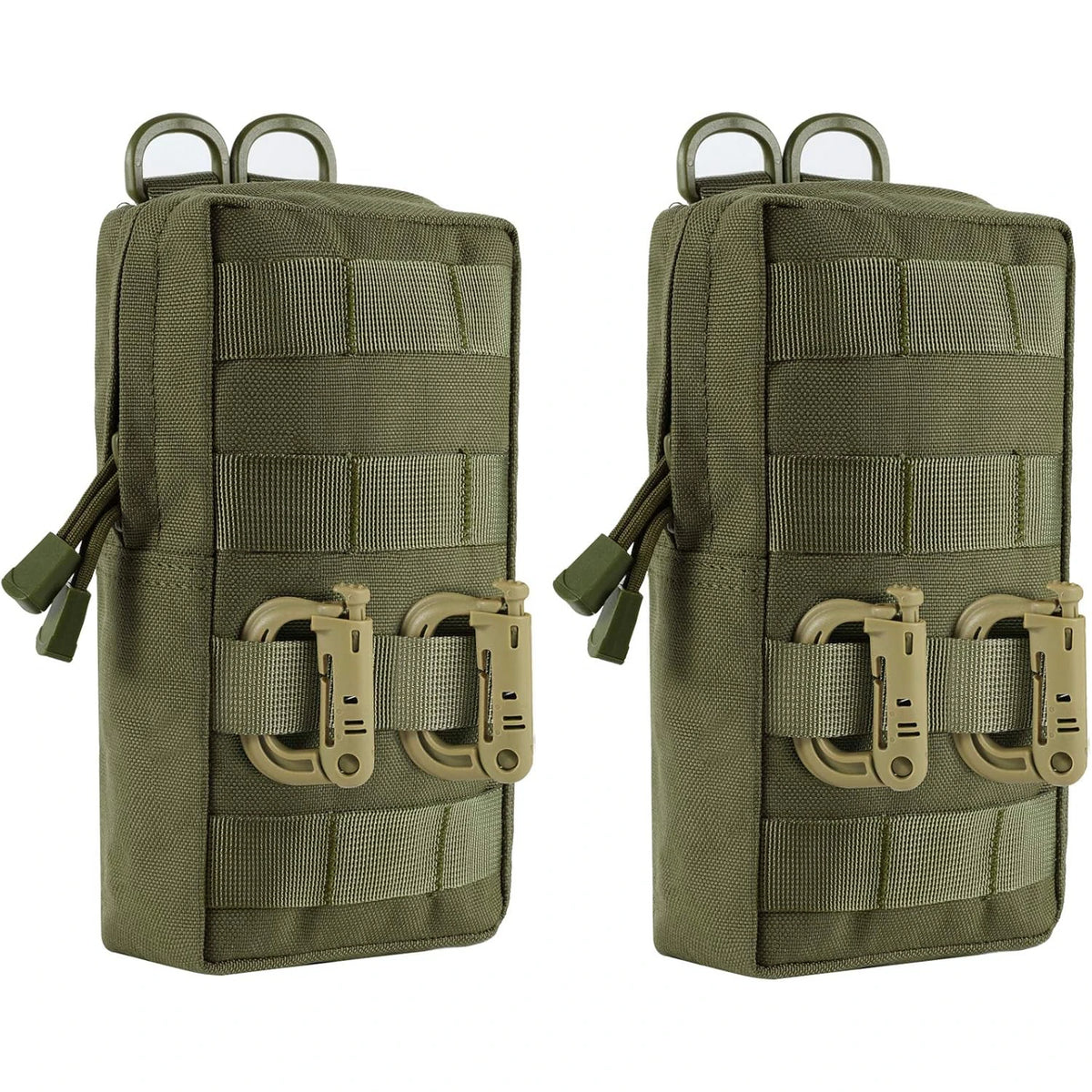 2 Pack Molle Pouches Tactical Compact Water-Resistant EDC Waist Bag Hunting Small Utility Pouch With Grimlock D-ring Buckle