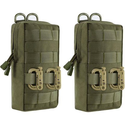 2 Pack Molle Pouches Tactical Compact Water-Resistant EDC Waist Bag Hunting Small Utility Pouch With Grimlock D-ring Buckle