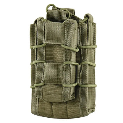 Tactical 2-in-1 Double Mag Pouch Rifle and Pistol Magazine Holder with Elastic Retention and MOLLE Webbing For Hunting