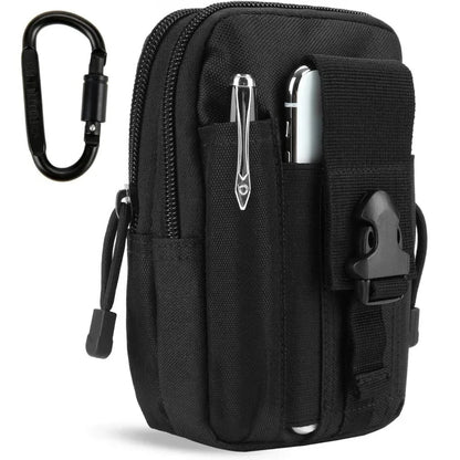 1PC Tactical EDC Molle Waist Pouch with Carabiner Heavy Duty Belt Phone Holster for Smartphone Outdoor Utility Tool Bag