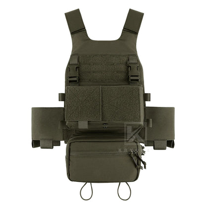 KRYDEX Tactical Men Vest Hunting Low Vis FCS Slickster Plate Carrier with MK3 Chassis Mag Pouch Dump Pouch PaintballGear