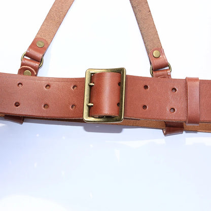 CHINESE ARMY PLA ARMED MILITARY TACTICAL OFFICER LEATHER BELT 120 length Field Suspenders X Strap Belt