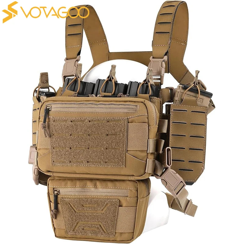 VOTAGOO Chest Equipment - Tactical Chest Equipment, Molle Modular Micro Combat Chest Equipment Adjustable and Detachable