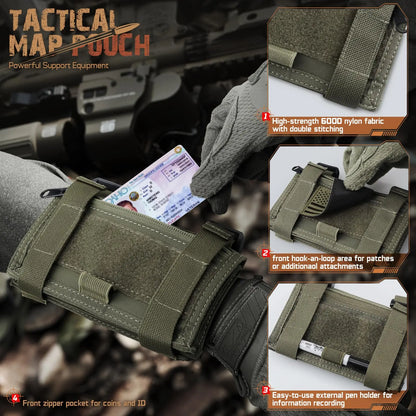 Map Case Tactical Arm Sleeve QB Wristband Tactical Armband Pouch Military Card Holder for Shooting Rescue Field Measurement
