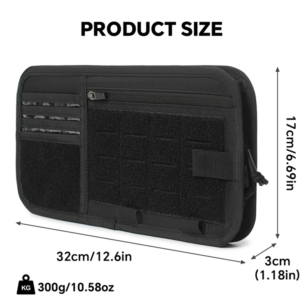 Tactical Car Visor Organizer with Molle Panel Sunglasses Holder Zipper Pockets Car Sunshade Storage Clip for Truck Car Accessory