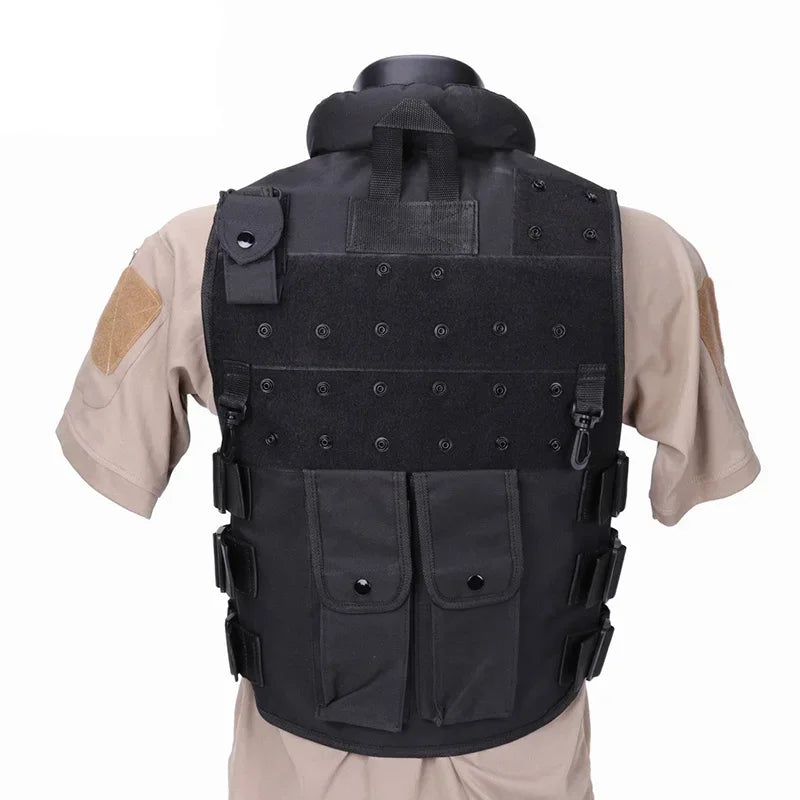 Tactical Molle Adult Kids Vest POLICE Military Law Enforcement SWAT Vests Combat Armor Men's Jacket CS Equipment-Black Uniform