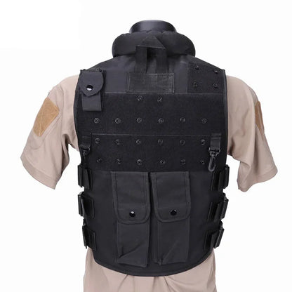 Tactical Molle Adult Kids Vest POLICE Military Law Enforcement SWAT Vests Combat Armor Men's Jacket CS Equipment-Black Uniform