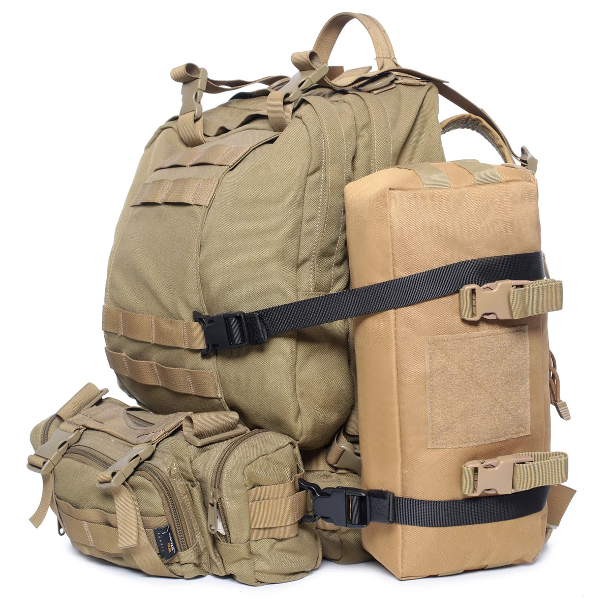 4PCS Tactical Rush Tier System Portable Molle Backpack Straps Fixing Band for Backpack Luggage Camping Hiking Mountaineering