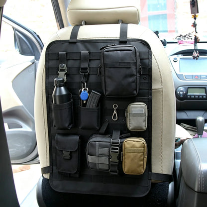 Vehicle Tactical Seat Back MOLLE Panel Car Backseat Organizer Storage Board with Pockets Camping Hunting Outdoor Equipment