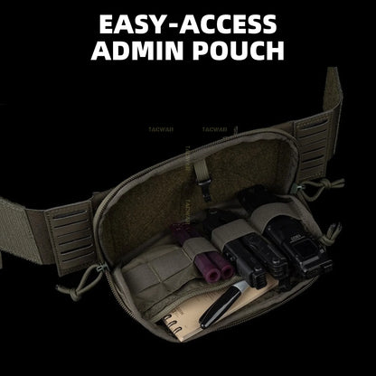 Multi-caliber Triple Mag Pouch with Admin Pouch for 5.56/9mm/PCC Mag, Front Placard for K19/KZ/LV119/FCV5 Plate Carrier