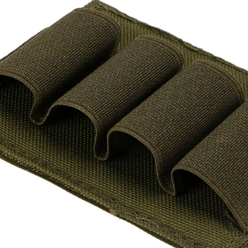 4 Rounds Shotgun Buttstock Ammo Pouch Shell Holder Bullet with Magic Tape Back Cartridge Carrier Hunting Gun Accessory