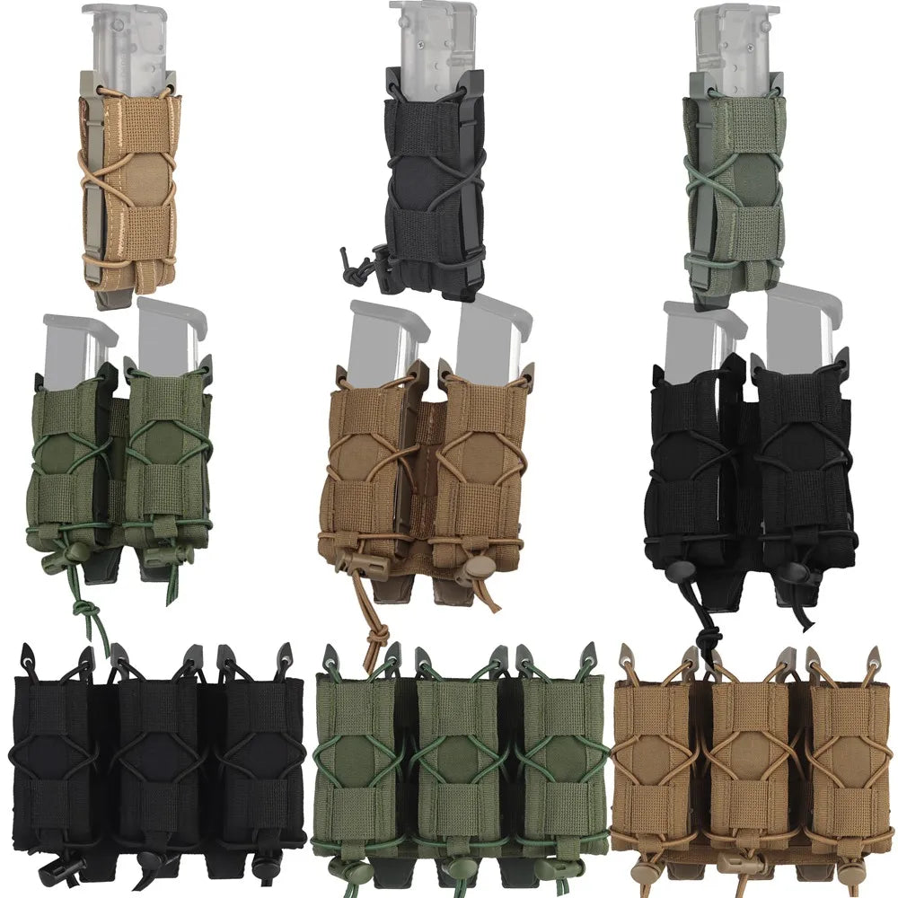9mm Magazine Pouch Tactical Molle Triple Magazine Pouch Double-Layer Mag Pouches Universal Cartridge Holder for Hunting CS Vest