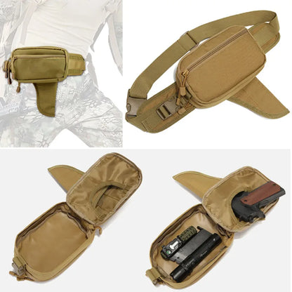 Tactical Hidden Hand Gun Holster Waist Bag for Glock 17 19 23 9mm 1911 Pistols, EDC Portable Utility Belt Pouch for CS, Hunting