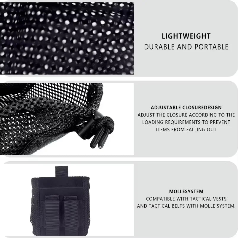 New Roll-Up Mag Mesh Dump Pouch Magazine Mini Foldable Net Pocket EDC Tactical Outdoor Sport Hunting Bags 500D