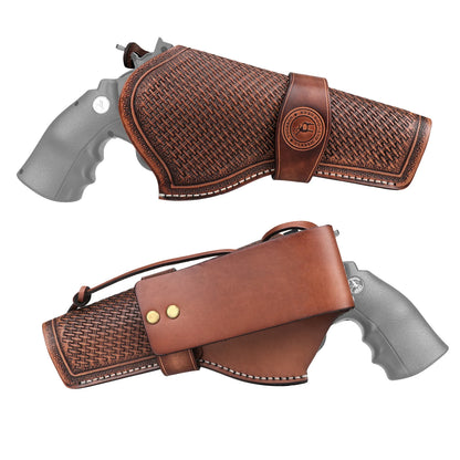 Tourbon Leather Handgun Holster for Ruger .357 Revolver Pistol Carry Case Belt Pouch Brown Hunting Accessories