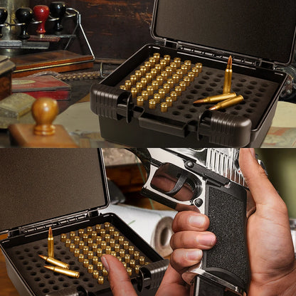 99 Rounds Bullet Box Ammo Case 9mm .223/5.56mm 7.62x39 Pistol Rifle Ammo Carry Storage Box Flip-Top Hunting Bullet Case