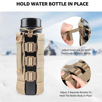 Molle Water Bottle Holder Pouch for Backpack Water Bottle Holder Molle Pouch Adjustable Belt Molle Pouches Water Bottle Carrier