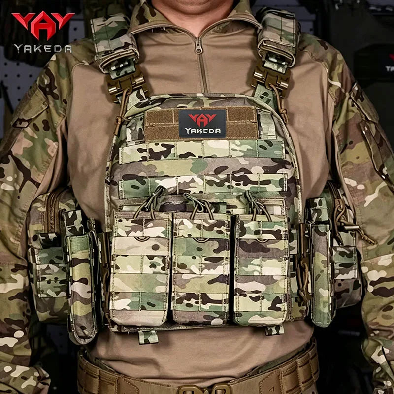 YAKEDA Chaleco Tactico Vest Outdoor Hunting Plate Carrier Quick Release Protective Adjustable Vest Airsoft