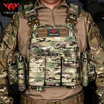 YAKEDA Chaleco Tactico Vest Outdoor Hunting Plate Carrier Quick Release Protective Adjustable Vest Airsoft