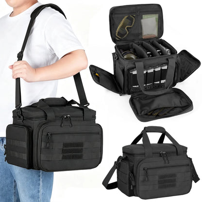 Tactical Pistol Range Bag Gun Storage Pouch for 4 Handguns Gun Carrying Pouch with 6 Magazine Slots Hunting Shooting Range Bag