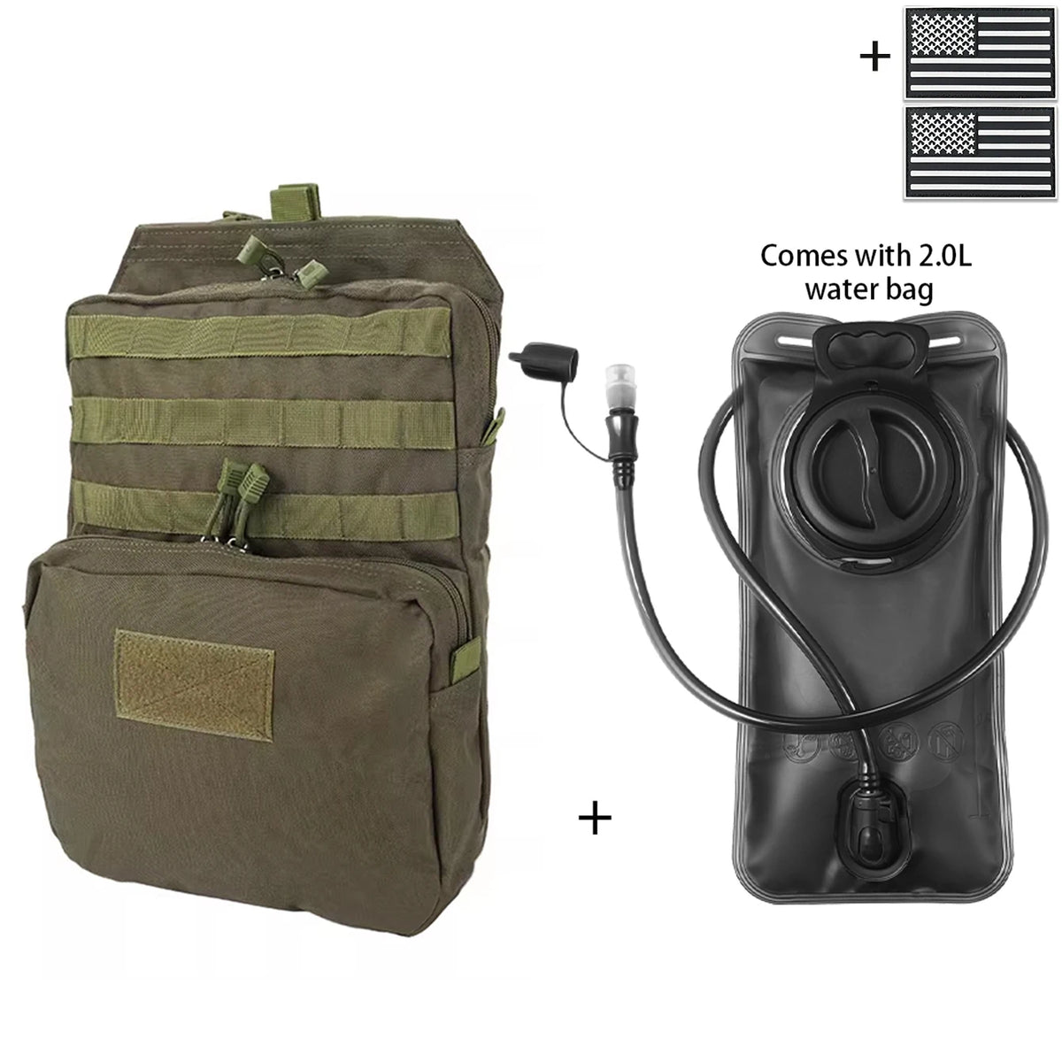 Outdoor Hunting Water Bag Set 2L Large Capacity Drinking Water Bag Portable Water Storage Bag for Hiking and Cycling
