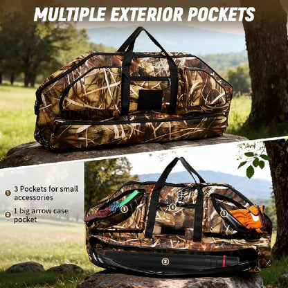 Lightweight Soft Compound Bow Case with Pockets, 600D Archery Backpack Bow Bag for Hunting
