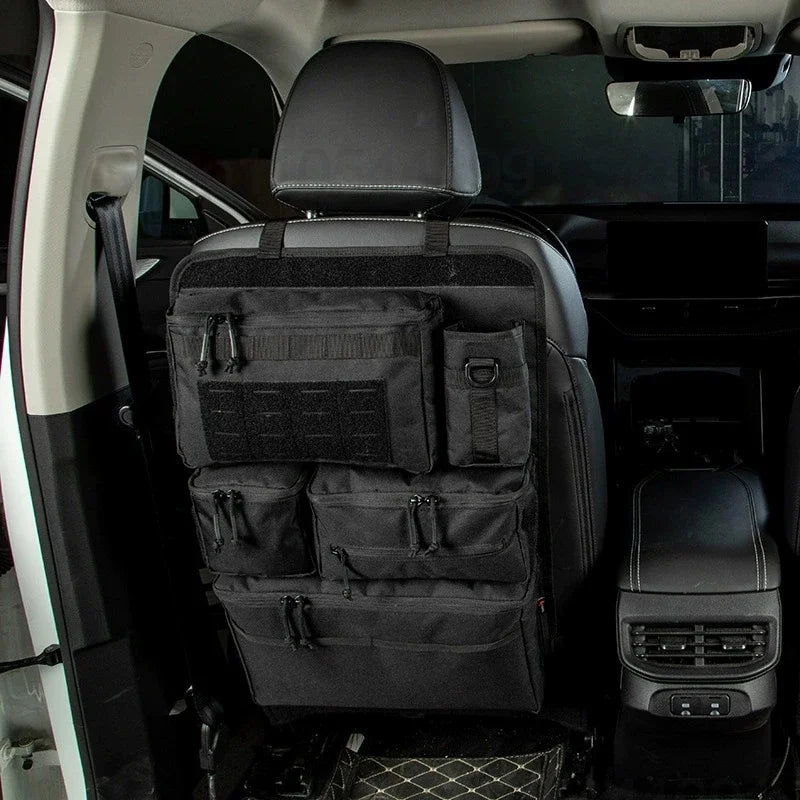 Tactical Car Seat Organizer with Multiple Pockets, Vehicle Backseat Storage Bag witth Cup Holder Hanging Rear SeatBag