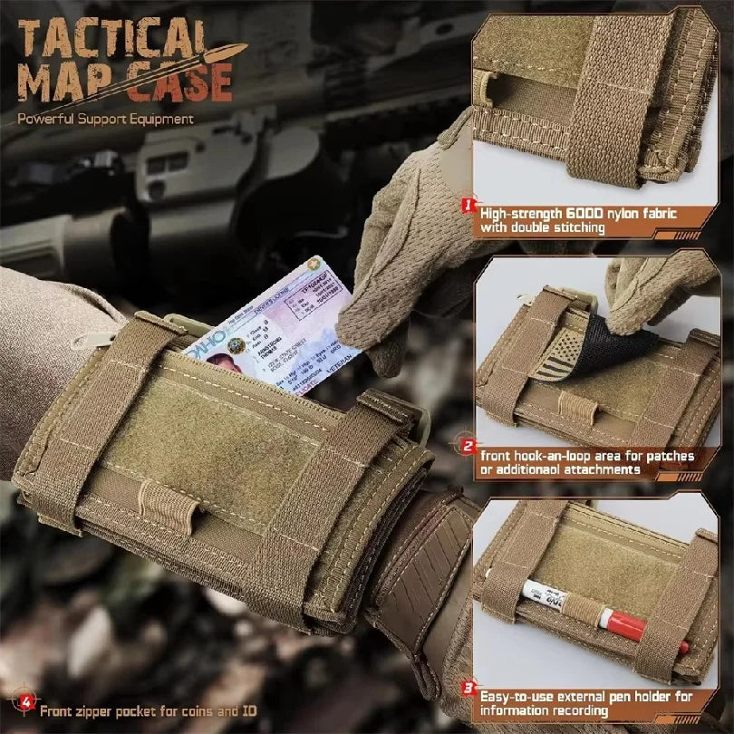 Tactical Map Case Arm Sleeve Wrist Map Holder Wristband Map Pouch Card Holder for Shooting Rescue Field Measurement