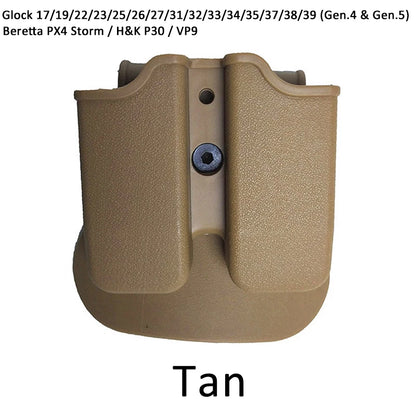 Tactical 9mm Double Magazine Pouches for Glock 17 Beretta M9 M92 Colt 1911 Hunting Universal 9mm .40 Mag Holster Mag Holster