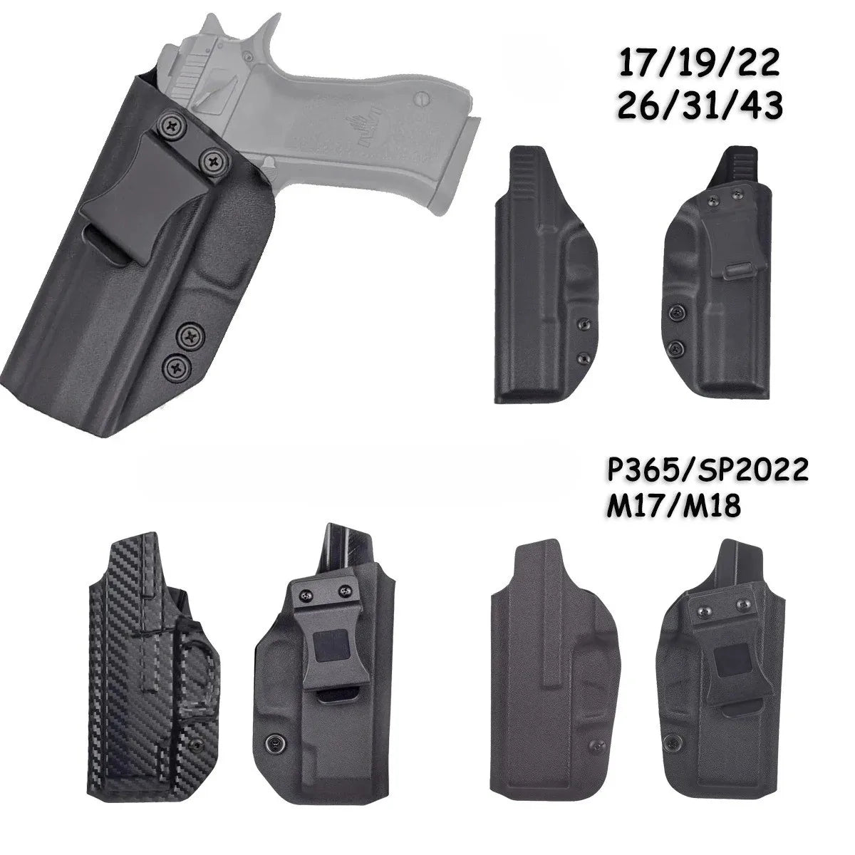 PVC Holster For 1911 Glock 17 19 26 43 43X Tauru M17 P07 P365 PPQ Inside Waistband Concealed Carry Belt Clip Stack Pouch