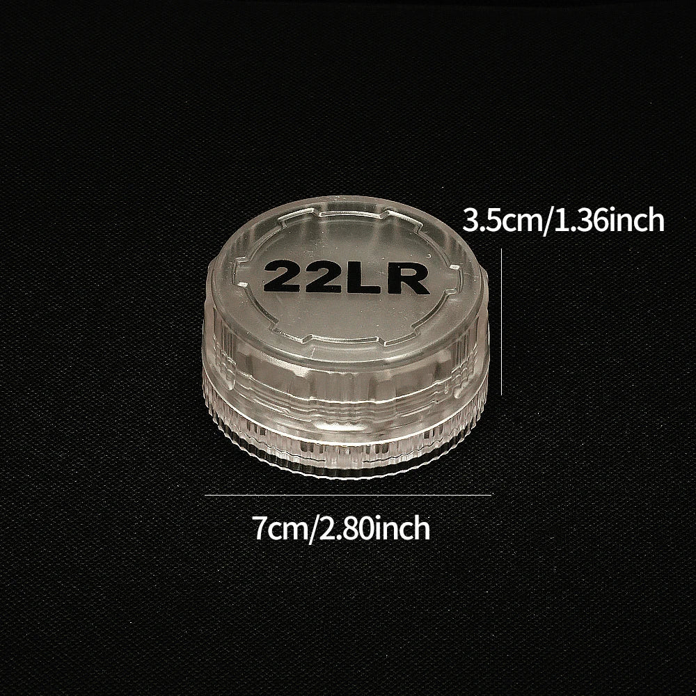 55-round ammo capacity; suitable for .22LR cartridges; portable pocket ammo storage box; translucent plastic material